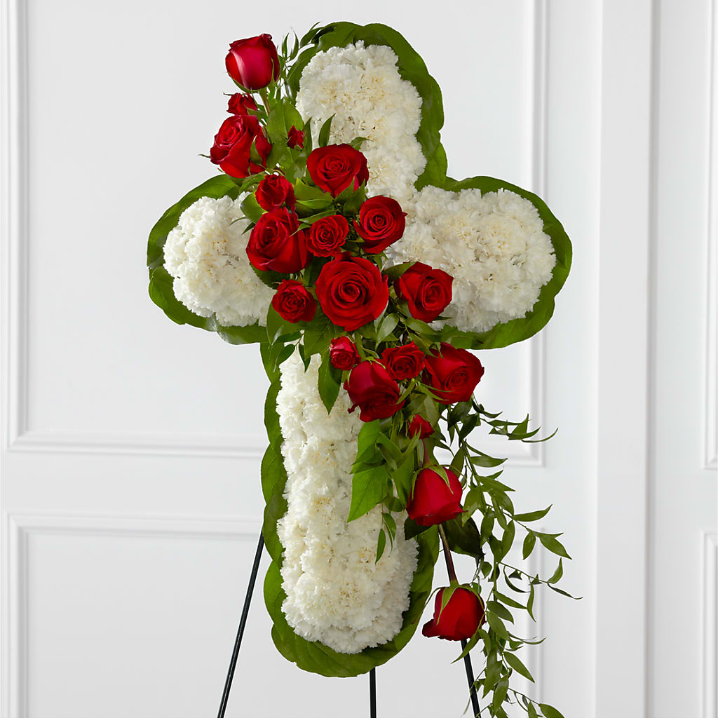 Floral Cross Easel – SHAW'S, West Bridgewater MA