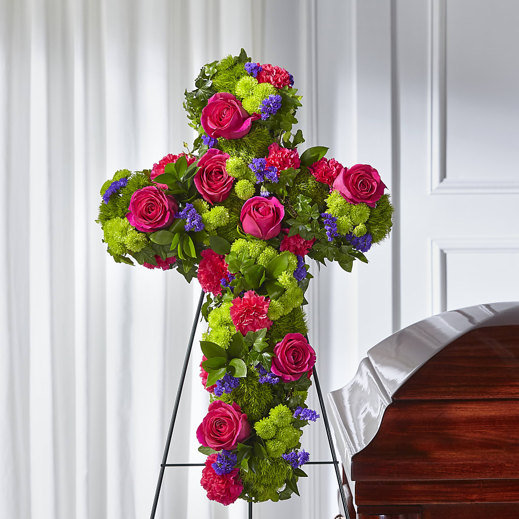 Tribute Rose Floral Cross – SHAW'S, West Bridgewater MA