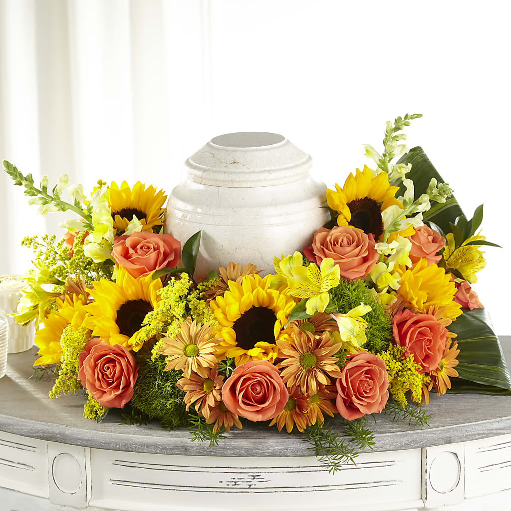 Faithful Sunflower Cremation Adornment – SHAW'S, West Bridgewater MA