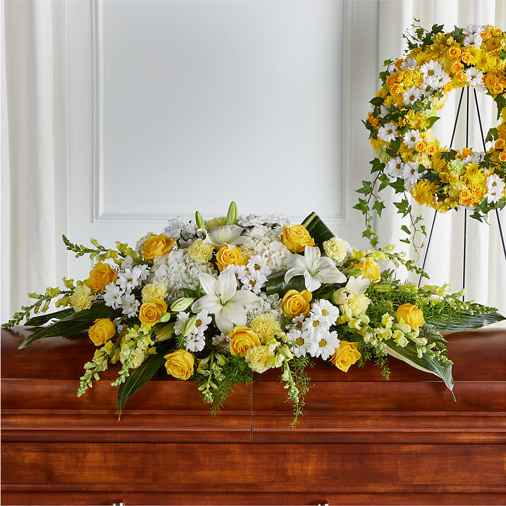 Golden Harmony Casket Spray – SHAW'S, West Bridgewater MA
