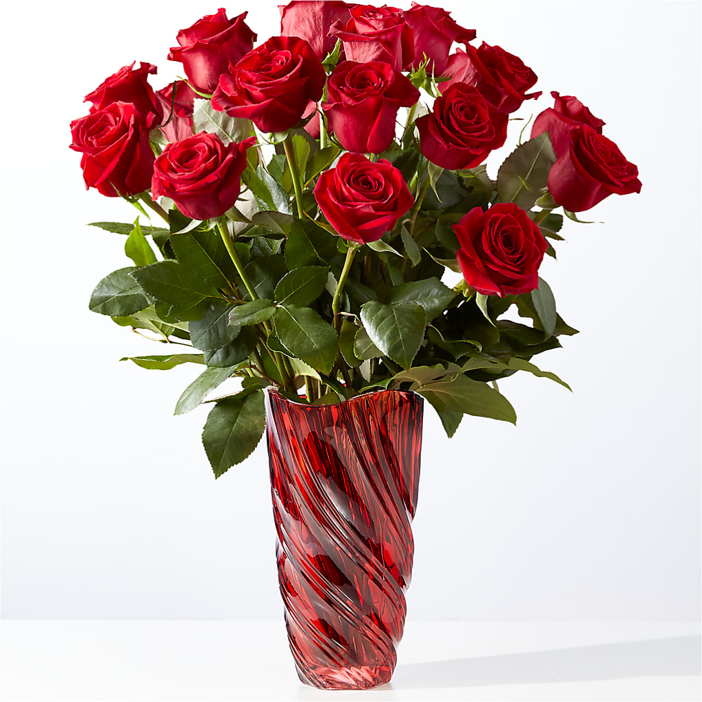 Classic Love Red Rose Bouquet with Luxe Swirl Vase – SHAW'S, West Bridgewater MA