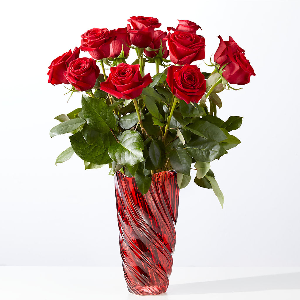 Classic Love Red Rose Bouquet with Luxe Swirl Vase – SHAW'S, West Bridgewater MA
