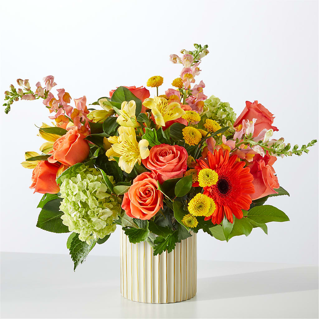 Autumn Sunshine Bouquet with Ivory Vase – SHAW'S, West Bridgewater MA