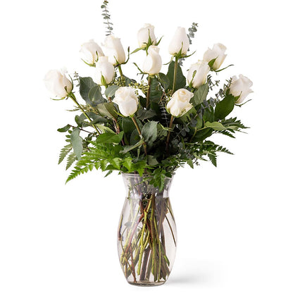 Unforgettable Dozen Rose White – SHAW'S, West Bridgewater MA