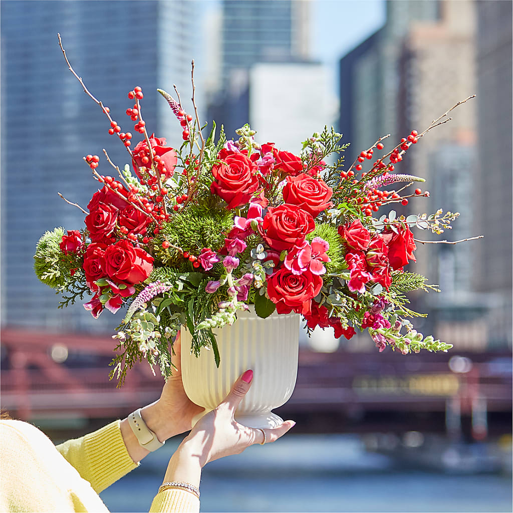 Big Red Bow Bouquet – SHAW'S, West Bridgewater MA