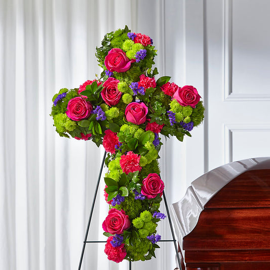 Tribute Rose Floral Cross – SHAW'S, West Bridgewater MA