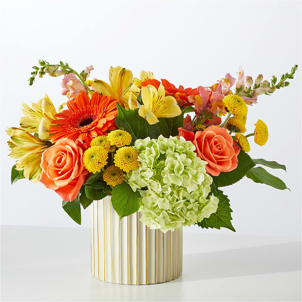 Autumn Sunshine Bouquet with Ivory Vase – SHAW'S, West Bridgewater MA