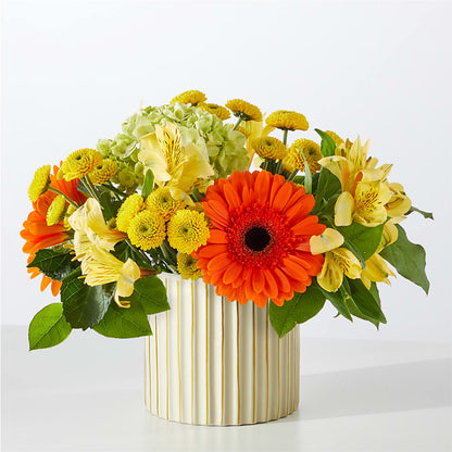 Autumn Sunshine Bouquet with Ivory Vase – SHAW'S, West Bridgewater MA