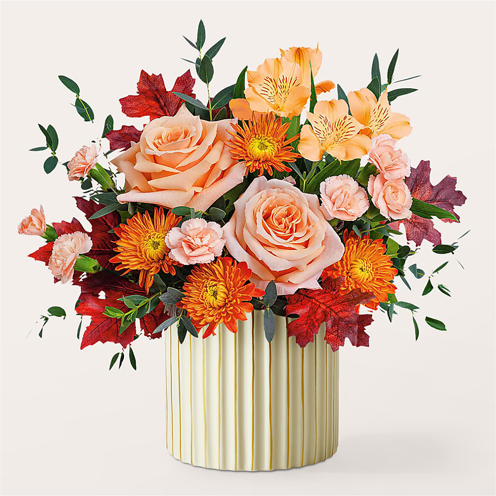 Spiced Latte Bouquet with Ivory Vase – SHAW'S, West Bridgewater MA