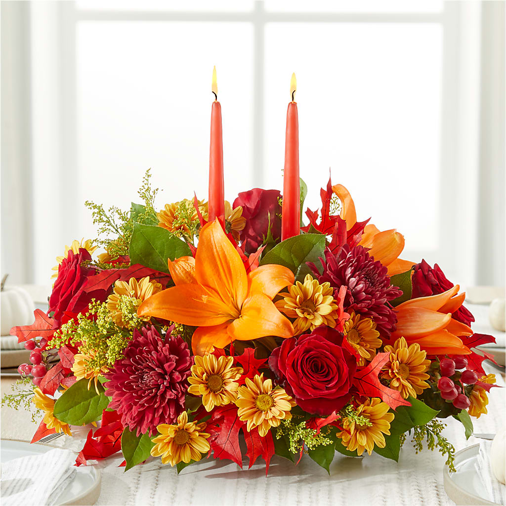 Autumn's Embrace Centerpiece – SHAW'S, West Bridgewater MA