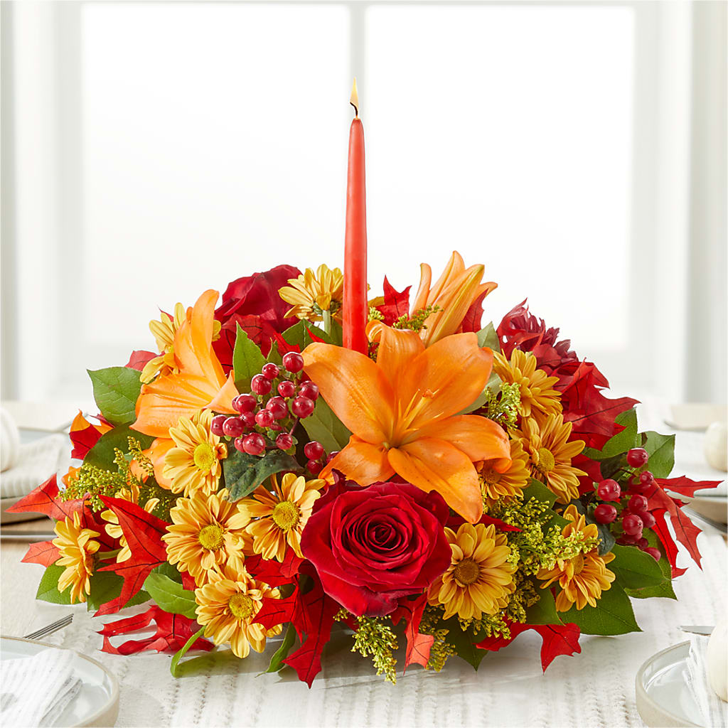 Autumn's Embrace Centerpiece – SHAW'S, West Bridgewater MA